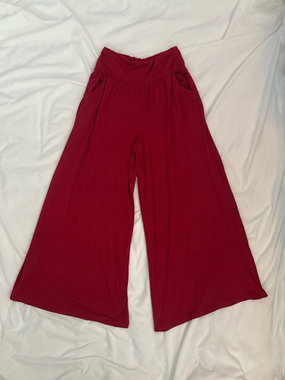 Sacred Threads Wide-Leg Crop Pants in Deep Wine